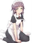  1girl copyright_request kneeling maid messy_hair purinpu sleepy white_legwear 