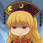  1girl blonde_hair chinese_clothes commentary_request junko_(touhou) long_hair meme okema red_eyes tabard touhou 