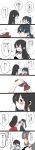  3girls akagi_(kantai_collection) bangs black_hair blue_hair blush closed_eyes comic covering_face flying_sweatdrops hair_ribbon hakama_skirt highres holding_hands houshou_(kantai_collection) japanese_clothes kaga_(kantai_collection) kantai_collection long_hair long_image moi1416 multiple_girls muneate nose_blush ponytail ribbon shaded_face side_ponytail smile straight_hair sweatdrop swept_bangs tall_image tasuki translation_request yugake |_| 