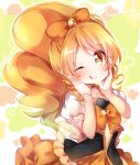  blonde_hair blush cure_honey dress happinesscharge_precure! long_hair magical_girl ponytail smile tongue wink yellow_eyes 