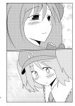  2girls blush comic greyscale highres kagiyama_hina kawashiro_nitori manjuu_teishoku monochrome multiple_girls tears touhou 