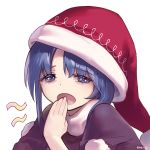  ainy77 asymmetrical_hair bags_under_eyes blue_eyes blue_hair doremy_sweet hand_to_own_mouth hat nightcap pom_pom_(clothes) simple_background sketch sleepy touhou white_background yawning 