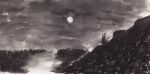  landscape let monochrome moon night purple scenery touhou 