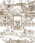 brown cervus crystal_ball cup hat highres library long_hair monochrome patchouli_knowledge skull teacup teapot touhou voile 