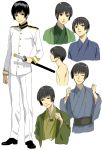  black_eyes black_hair japan_(hetalia) japanese_clothes katana male military military_uniform sakatsuki short_hair sword uniform weapon 