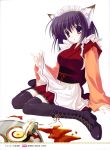  animal_ears apron boots highres japanese_clothes nanao_naru purple_hair thighhighs 