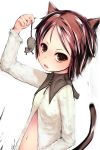  animal_ears brown_eyes brown_hair cat_ears cat_tail flat_chest highres mouse navel original short_hair tail 