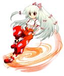  bow fujiwara_no_mokou hair_ribbon long_hair mgk968 red_eyes ribbon silver_hair solo touhou 