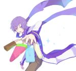  between_fingers blue_eyes blue_hair kaito male popsicle scarf simple_background solo tujisaki vocaloid 