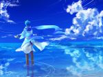  800x600 blue blue_hair cloud clouds k-ko kaito kko male reflection scarf sky solo vocaloid wallpaper water wind 