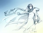  aoba_(note) aoba_(pixiv123795) cape headset hood kaito male monochrome scarf short_hair sketch solo vocaloid 