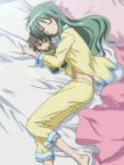  cap doll green_hair hayate_no_gotoku! kijima_saki long_hair pajamas pillow sleeping stitched tachibana_wataru 