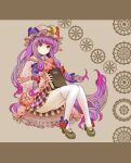  book hat long_hair patchouli_knowledge purple_eyes purple_hair robo_(artist) solo thigh-highs thighhighs touhou violet_eyes 