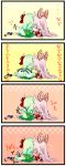  4koma chibi comic ex-keine ex_keine fujiwara_no_mokou kamishirasawa_keine multiple_girls tail tail_wagging takamura touhou translated wagging 