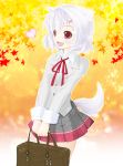  alternate_costume altivr animal_ears bad_id contemporary heart inubashiri_momiji red_eyes school_uniform solo tail touhou white_hair wolf_ears wolf_tail 