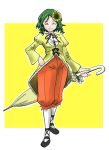  closed_umbrella cosplay efukawa flower green_hair kanaria kanaria_(cosplay) kazami_yuuka rozen_maiden short_hair solo sunflower touhou umbrella 