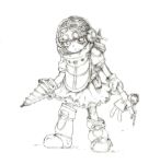  akita_morgue bioshock boots cosplay doll drill kikai_(akita_morgue) monochrome 