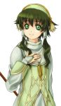  androgynous green_eyes green_hair hair_tubes ion male smile staff tales_of_(series) tales_of_the_abyss touichi_yuuto 