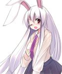   animal_ears blush rabbit_ears long_hair necktie purple_hair red_eyes reisen_udongein_inaba seo_tatsuya skirt touhou tsundere  