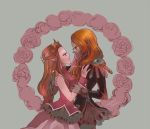  2girls blue_eyes brown_hair dress himemiya_anthy himemiya_anthy_(cosplay) long_hair midna midna_(true) multiple_girls open_mouth orange_hair pointy_ears princess_zelda shoujo_kakumei_utena skirt tenjou_utena tenjou_utena_(cosplay) the_legend_of_zelda the_legend_of_zelda:_twilight_princess tiara yuri 