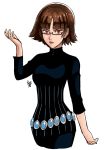  1girl atlus brown_hair catherine_(game) company_connection cosplay glasses katherine_mcbride katherine_mcbride_(cosplay) kitsune23star looking_at_viewer niijima_makoto persona persona_5 short_hair solo upper_body 