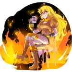  blonde_hair chair cup english fire iesupa meme parody rwby yang_xiao_long 