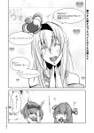  bare_shoulders braid comic crown french_braid highres kanade_(kanadeya) kantai_collection long_hair monochrome multiple_girls mutsu_(kantai_collection) open_mouth translation_request warspite_(kantai_collection) yamato_(kantai_collection) 