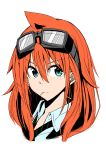  1girl absurdres amano_tora goggles goggles_on_head highres kazenoko long_hair looking_at_viewer orange_hair original simple_background solo white_background 