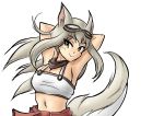 1girl animal animal_ears breasts cat_ears cleavage fox fox_ears fox_tail furry highres lily_the_mechanic long_hair looking_at_viewer pixeycube1987 smile solo tail 