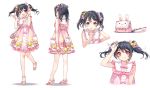  1girl :d \n/ black_hair blush double_\n/ dress finger_to_mouth hair_ornament hair_ribbon hairclip highres looking_at_viewer love_live! love_live!_school_idol_project open_mouth pouch red_eyes ribbon sheska_xue short_hair short_twintails smile solo twintails wrist_cuffs yazawa_nico 