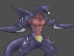  abs claws dark_background dragon garchomp grey_background highres looking_to_the_side muscle no_humans pokemon thorns 