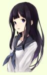  1girl absurdres black_hair chitanda_eru highres hyouka koretsuki_aduma long_hair neckerchief open_mouth school_uniform serafuku violet_eyes 