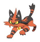  black_fur claws commentary fire lowres official_art pokemon pokemon_(game) pokemon_sm red_fur striped torracat 
