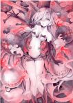  1girl acrylic_paint_(medium) anchorage_hime breasts cleavage clouds collarbone colored_pencil_(medium) dated elbow_gloves fire gloves kantai_collection knees_together_feet_apart light_particles long_hair looking_at_viewer microskirt midriff mosho navel outstretched_arm reaching_out red_eyes scan scan_artifacts shinkaisei-kan signature silver_hair skirt smoke traditional_media under_boob very_long_hair white_skin 