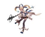  1girl black_legwear blonde_hair blue_eyes boots bow elbow_gloves full_body gloves granblue_fantasy hair_ornament io_euclase long_hair looking_at_viewer minaba_hideo official_art open_mouth simple_background smile solo staff thigh-highs twintails white_background zettai_ryouiki 