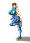  1girl artist_request breasts china_dress chinese_clothes chun-li double_bun dress highres large_breasts street_fighter tight 