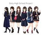  6+girls :o arm_at_side arms_at_sides back backpack bag bag_charm bangs black_blouse black_eyes black_hair black_legwear black_serafuku black_shoes black_skirt blazer blouse blue_bow blue_bowtie blue_eyes blue_shirt blue_skirt blunt_bangs blush bow bowtie braid breasts brown_eyes brown_hair brown_shoes cardigan cellphone collarbone collared_shirt dated digital_media_player drawstring dress_shirt earphones eyebrows eyebrows_visible_through_hair flat_chest food_in_mouth full_body grey_skirt hair_bow hair_ornament hair_over_shoulder hairclip half_updo holding holding_phone hood hoodie jacket kazuharu_kina kneehighs legs_apart loafers long_hair long_sleeves looking_at_viewer looking_away looking_to_the_side miniskirt mole mole_under_eye mouth_hold multiple_girls neckerchief necktie open_blazer open_clothes open_jacket original pantyhose parted_lips phone pigeon-toed plaid plaid_skirt pleated_skirt pocket pocky red_legwear scarf school_bag school_uniform serafuku shirt shoes short_hair shoulder_bag simple_background skirt sleeves_pushed_up small_breasts smile socks standing swept_bangs twin_braids twintails walking wavy_hair white_background white_blouse white_legwear white_shirt wire 