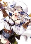  1girl 218 bare_shoulders beret blonde_hair blue_eyes breasts granblue_fantasy hair_ribbon hat kukuru_(granblue_fantasy) long_hair long_sleeves medium_breasts ribbon skirt solo twintails 