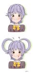  1girl alternate_hairstyle artist_name blood blood_from_mouth blood_on_face brown_eyes commentary_request hair_ornament hair_rings hairclip highres idolmaster idolmaster_cinderella_girls koshimizu_sachiko looking_at_viewer purple_hair short_hair signature sketch smile solo tears yoshiwa_tomo 