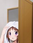  brown_hair door highres okusama_ga_seito_kaichou! screencap short_hair towel violet_eyes wakana_ui 