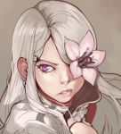  1girl drag-on_dragoon drag-on_dragoon_3 flower_eyepatch highres long_hair norasuko solo violet_eyes white_hair zero_(drag-on_dragoon) 