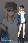  1girl blonde_hair boots eyepatch fate/stay_night fate_(series) green_eyes hat highres jewelry necklace original saber shijiu_(adamhutt) short_hair shorts solo zoom_layer 