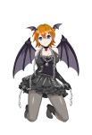  1girl bat_wings blue_eyes chain character_request frilled_skirt frills full_body halterneck head_wings heart_choker highres kure_masahiro leggings lock looking_at_viewer official_art orange_hair short_hair simple_background skirt smile solo valkyrie_drive valkyrie_drive_-siren- white_background wings 
