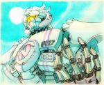  highres isaki_tanaka machine mecha neptune_(series) robot sketch sun traditional_media 