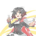  chopsticks fang_out highres iesupa rice rice_bowl ruby_rose rwby 