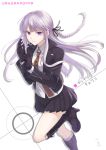  blush braids dangan_ronpa gloves kirigiri_kyouko long_hair purple_eyes seifuku violet_hair 