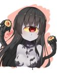  1girl artist_name bare_shoulders black_hair breasts cyclops extra_eyes frown gazer_(monster_girl_encyclopedia) grey_skin l4no looking_to_the_side monster_girl monster_girl_encyclopedia one-eyed red_eyes small_breasts solo tentacles upper_body yellow_sclera 