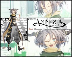  amnesia_(idea_factory) blue_eyes grey_hair hanamura_mai orion_(amnesia) 