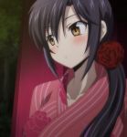  1girl black_hair highres japanese_clothes kimono misumi_rin okusama_ga_seito_kaichou! ponytail screencap yellow_eyes yukata 