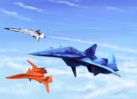  ace_combat ace_combat_zero adf-01_falken adfx-02_morgan aircraft airplane clouds condensation_trail fighter_jet highres jet larry_foulke military military_vehicle pilot signature sky thompson 